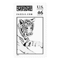 Black & White Tiger Stamp by donnabellas Black & White Tiger Stamp