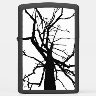 Black White Tree Abstract Pattern Zippo Lighter