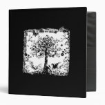 Black & White Tree Butterfly Silhouette 3 Ring Binder