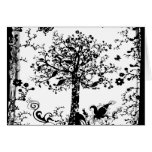 Black & White Tree Butterfly Silhouette Greeting Cards