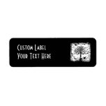 Black & White Tree Butterfly Silhouette Custom Return Address Label