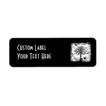 Black & White Tree Butterfly Silhouette Custom Return Address Label