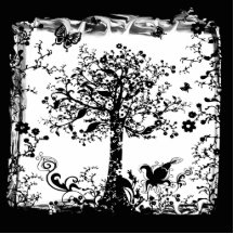 Black & White Tree Butterfly Silhouette Photo Cut Out