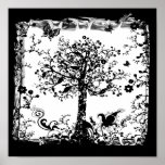 Black & White Tree Butterfly Silhouette Print