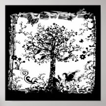 Black & White Tree Butterfly Silhouette Print