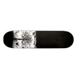 Black & White Tree Butterfly Silhouette Skate Board Deck