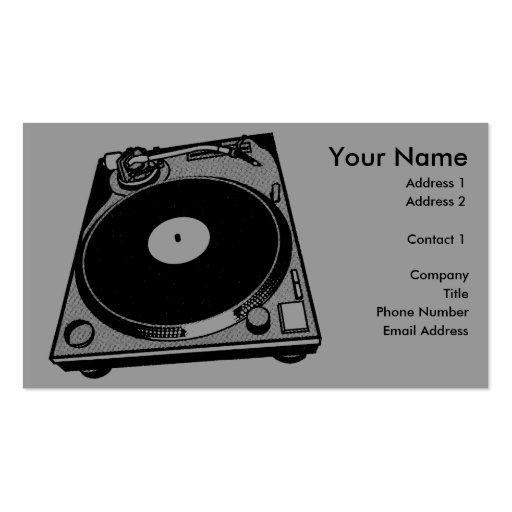 Black & White Turntable Business Card (front side)
