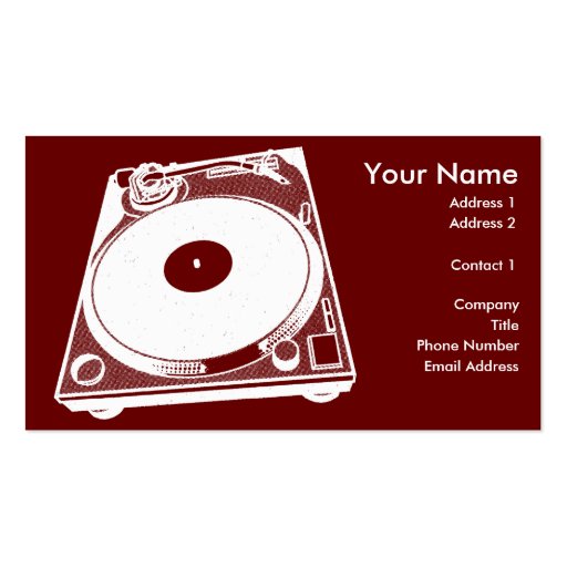 Black & White Turntable Business Card Template (front side)