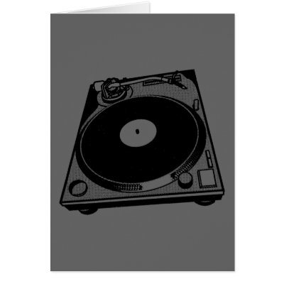 Black & White Turntable Greeting Card by ElectricPopSpot