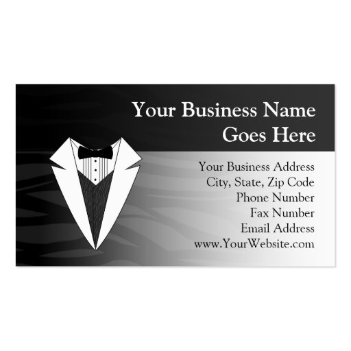Black/White Tuxedo Business Card Template (front side)