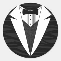 Black/White Tuxedo Round Stickers