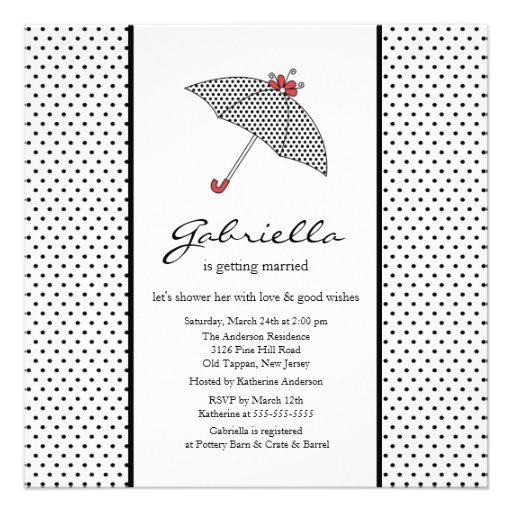 Black & White Umbrella Bridal Shower Invitation