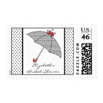 Black/White Umbrella Bridal Shower Stamp