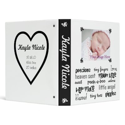 Black & White Unisex Baby Book 3 Ring Binder by E_MotionStudio