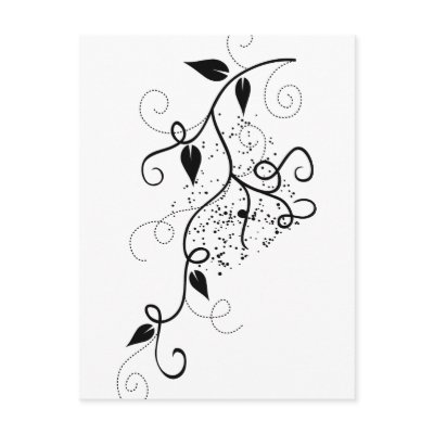 Black & white vector ivy swirl branch silhouette post cards by iBella