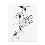 Black &amp; white vector ivy swirl branch silhouette post cards