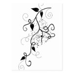 Black & white vector ivy swirl branch silhouette post cards