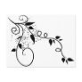 Black & white vector swirl branch silhouette postcards