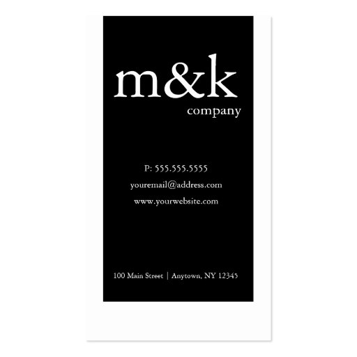 Black & White Vertical Company or Personal Business Card Templates (front side)