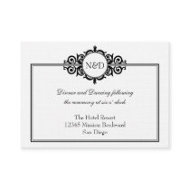 Black white Victorian wedding reception enclosure Business Card Templates