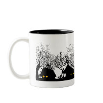 black & white village mugs by VioDeSign black & white village mugs