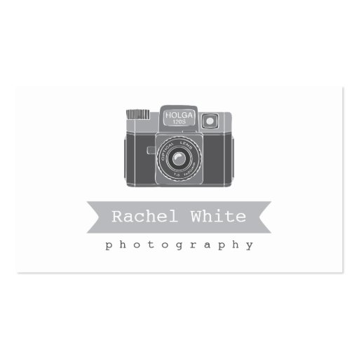 Black & White Vintage Camera Biz Card Business Card Template (front side)