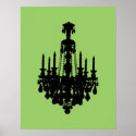 Black & White Vintage Chandelier Graphic posters