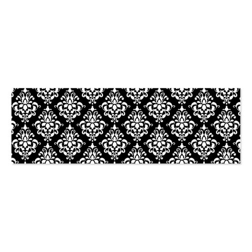Black White Vintage Damask Pattern 1 Business Cards (front side)