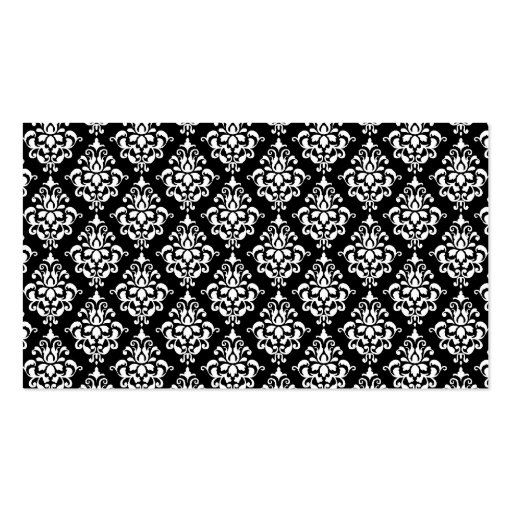 Black White Vintage Damask Pattern 1 Business Cards