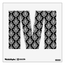 Black White Vintage Damask Pattern 1 Wall Graphics