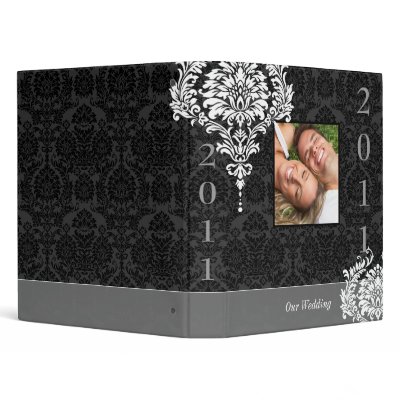 Black & White Vintage Damask Your Photo Wedding Binders