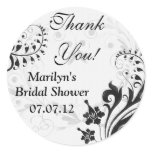 Black White Vintage Floral Bridal Shower Thank You