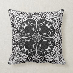 Black & White Vintage Floral Damask Pattern 2 Pillow