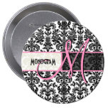 Black & White Vintage Floral Damasks Pin