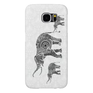 Black & White Vintage Floral Elephant-Monogram Samsung Galaxy S6 Cases