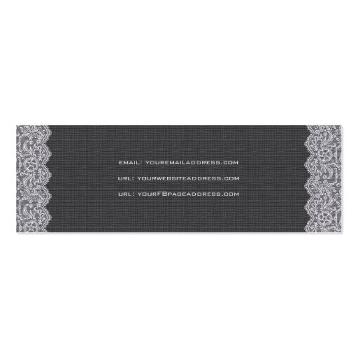 Black & White Vintage Linen & Lace Business Card Template (back side)