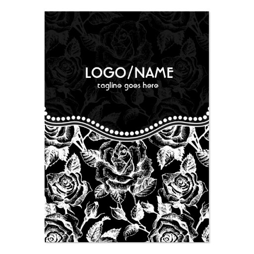 Black & White Vintage Roses Pattern-Customized Business Card Template (front side)