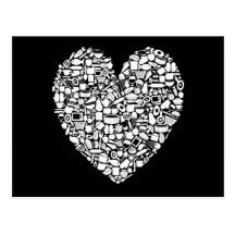 Black & White Wedding Heart Invitation Post Card