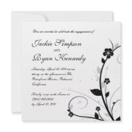 Black & White Wedding Invitation Floral Wall 2 invitation