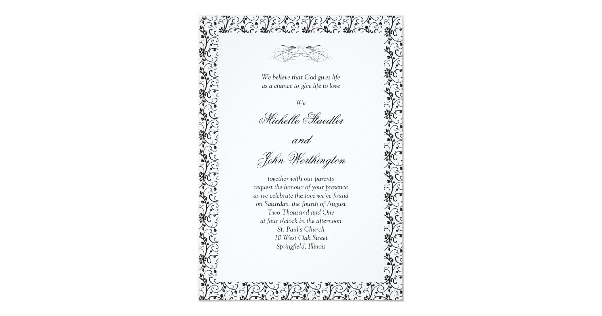 Black &amp; White Wedding Invitation Template | Zazzle