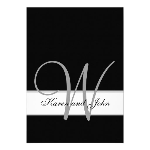 Black, White Wedding Monogram Initial Invitation
