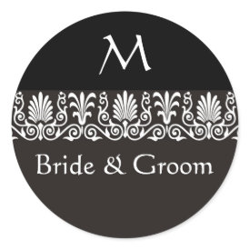 Black & White Wedding Monogram Initial Stickers sticker