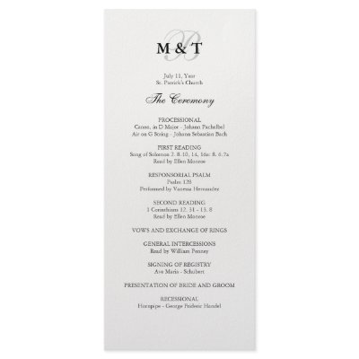 Black & White Wedding Program Rack Cards by InspiredWeddings