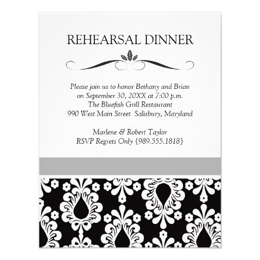 Black & White Wedding Rehearsal Dinner Invitations