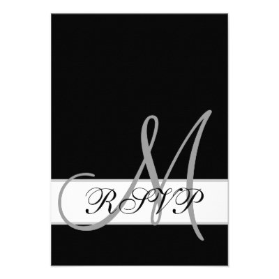 Black White Wedding RSVP Card with Monogram Invitations