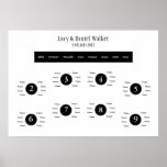 Black & White Wedding Seating Table Plan Poster