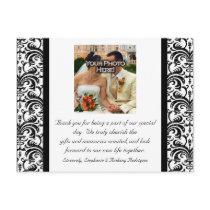 Black/White Wedding Thank You Color Photo Postcard