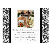 Black/White Wedding Thank You Color Photo Postcard
