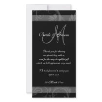 Black white wedding "thank you" party picture card
