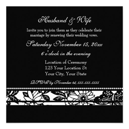 Black & White Wedding Vow Renewal Invitations